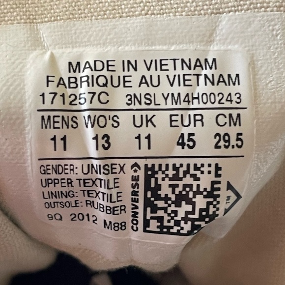 Converse X Kim Jones High-Top Classic All-Star 70 Black Sneakers/Shoes 13 Womens - Picture 9 of 9